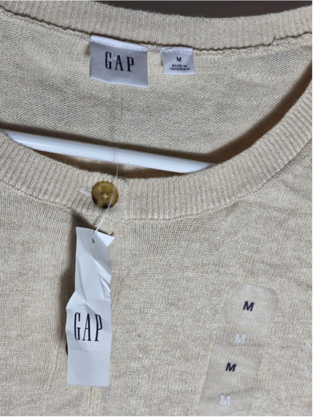 Women's Gap Cardigan Sweater Size M Beige cottagecore cozy fall button-down - Picture 3 of 5